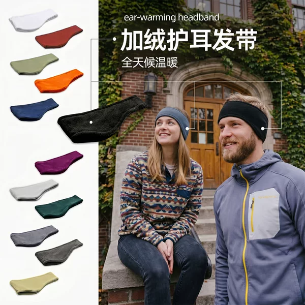 Guanyu cross-border specializes in double-layer fleece ear-protecting headbands for sports and outdoor activities, sweat-absorbing headbands for men and women for skiing and running