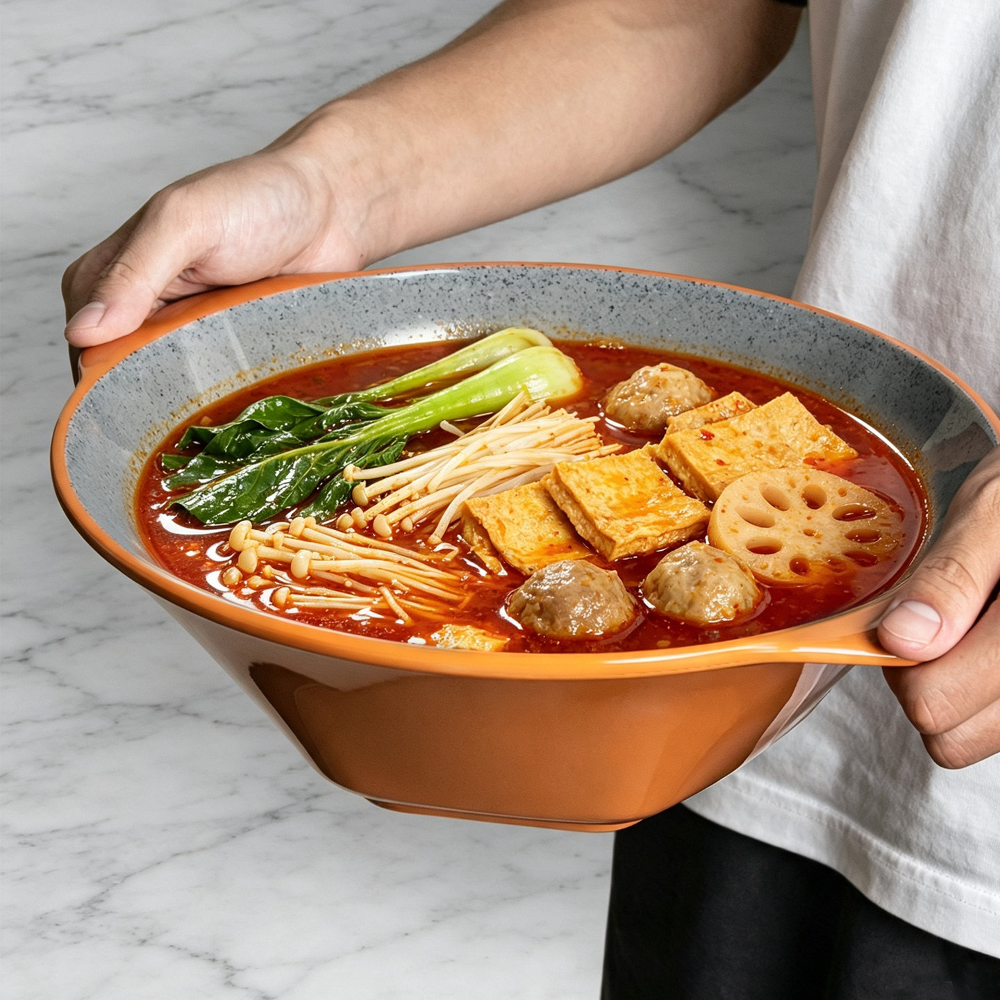 密胺双耳面碗麻辣烫店专用碗冒菜碗麻辣烫大碗商用米线碗螺蛳粉碗