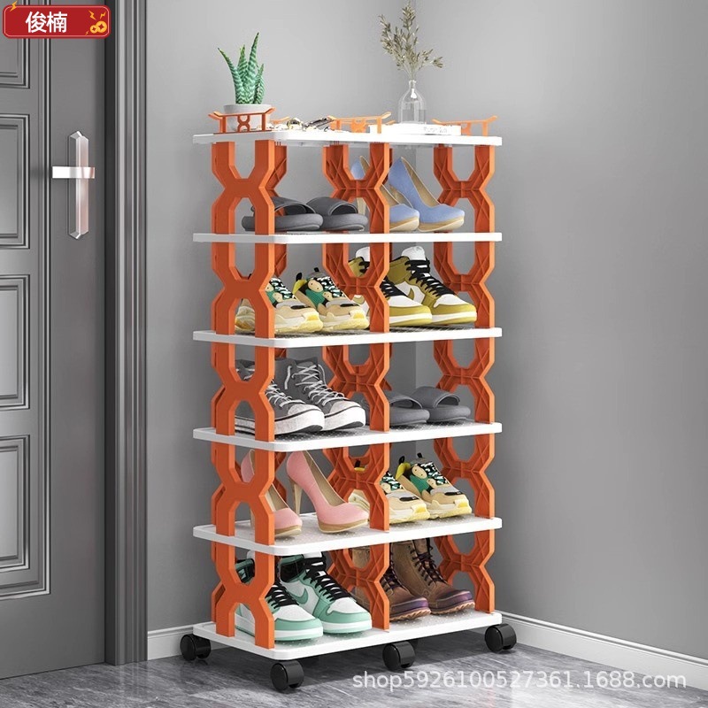 Estante de zapatos simple puerta doméstica almacenar artefactos nuevos gabinetes de zapatos interiores multicapa ahorrar espacio pequeño estante de almacenamiento