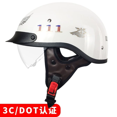 Motosiklet kaskı (dəbilqə) — Helmet for Men and Women - 112-matte-black-security-officer-white-with-lens-m