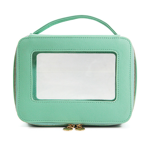 New fashionable high-end portable cosmetic case with high appearance, portable window-opening transparent PVC cosmetic bag for travel