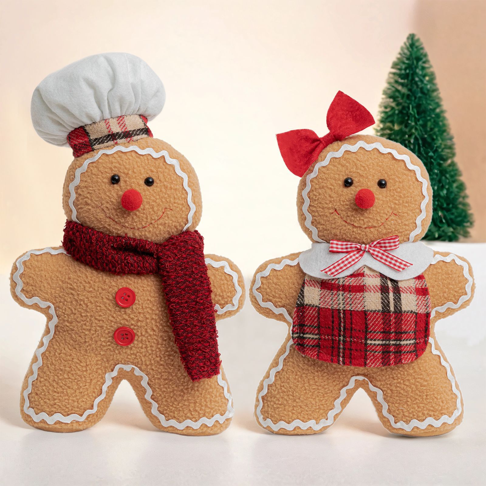 Muñeco de jengibre navideño decorativo, con bufanda, ideal para fiestas y adornos de Navidad