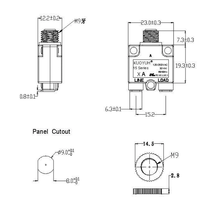 Current overload protector small drain protection switch mini manual reset overcurrent protector 2A-20A