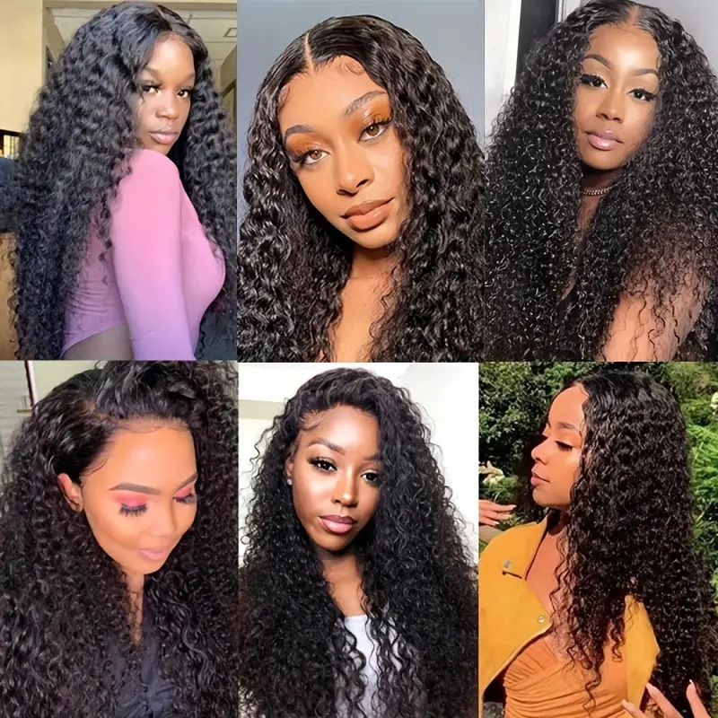 Peruca de cabelo sintético com cachos pequenos, estilo europeu/americano, volumosa e natural._voghion.com
