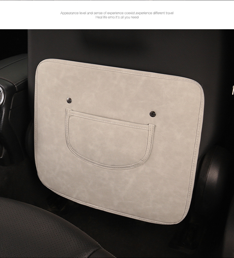 Car Kidsren's Seat Back Anti-Kick Pad Business Classic Rear Seat Anti-Kick and Anti-Scratch Pad Leather Stain-Resistant Seat Back Pad