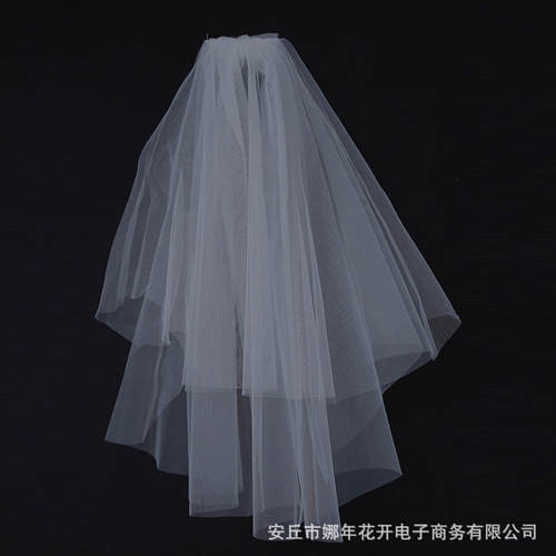 Double Layer Bridal Veil Wedding Dress Bridal Accessories Fashionable Simple Bridal Wedding Soft Veil Photo Studio Travel Photography