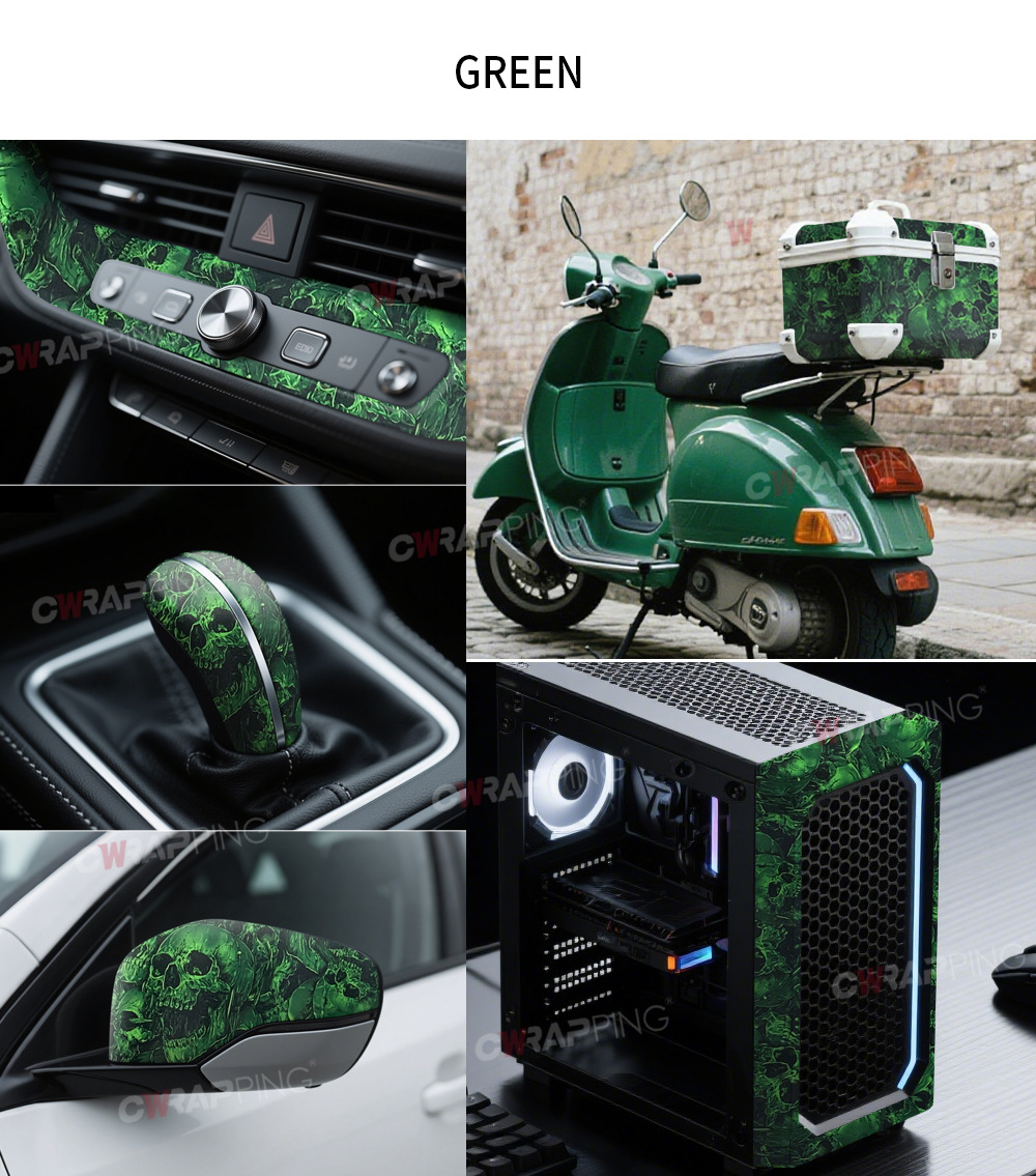 Motorcycle Rear Box Personalized Skull Camouflage Body Film Painted Car Color-Changing Film Modification Sticker Hood