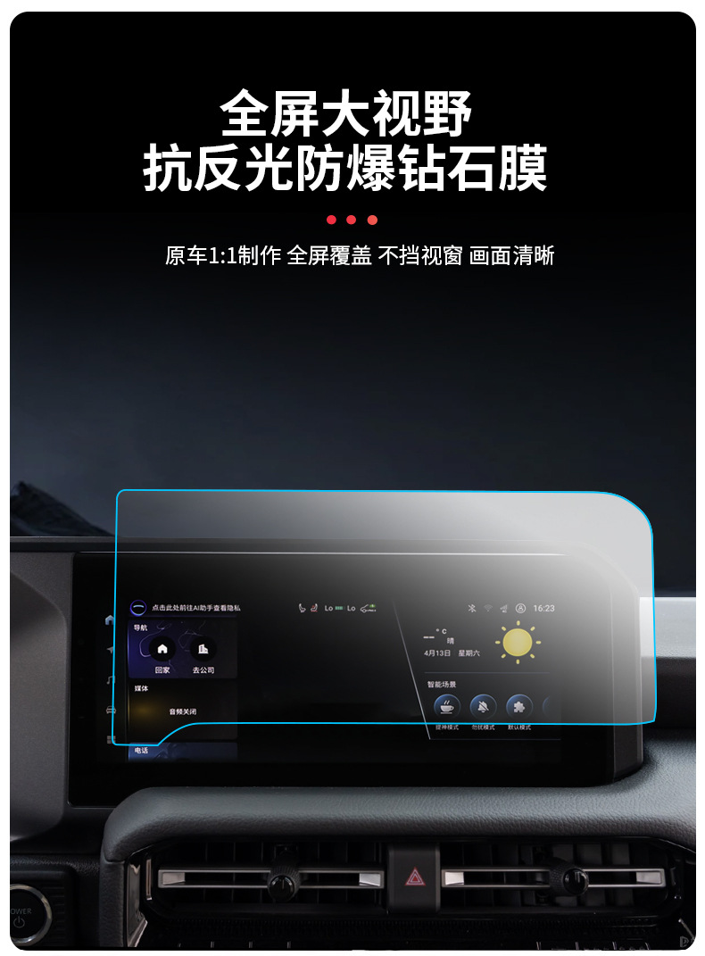 Suitable for 24 Toyota Prado Navigation Film Screen Tempered Film Bullying LC250 Modified Interior Supplies