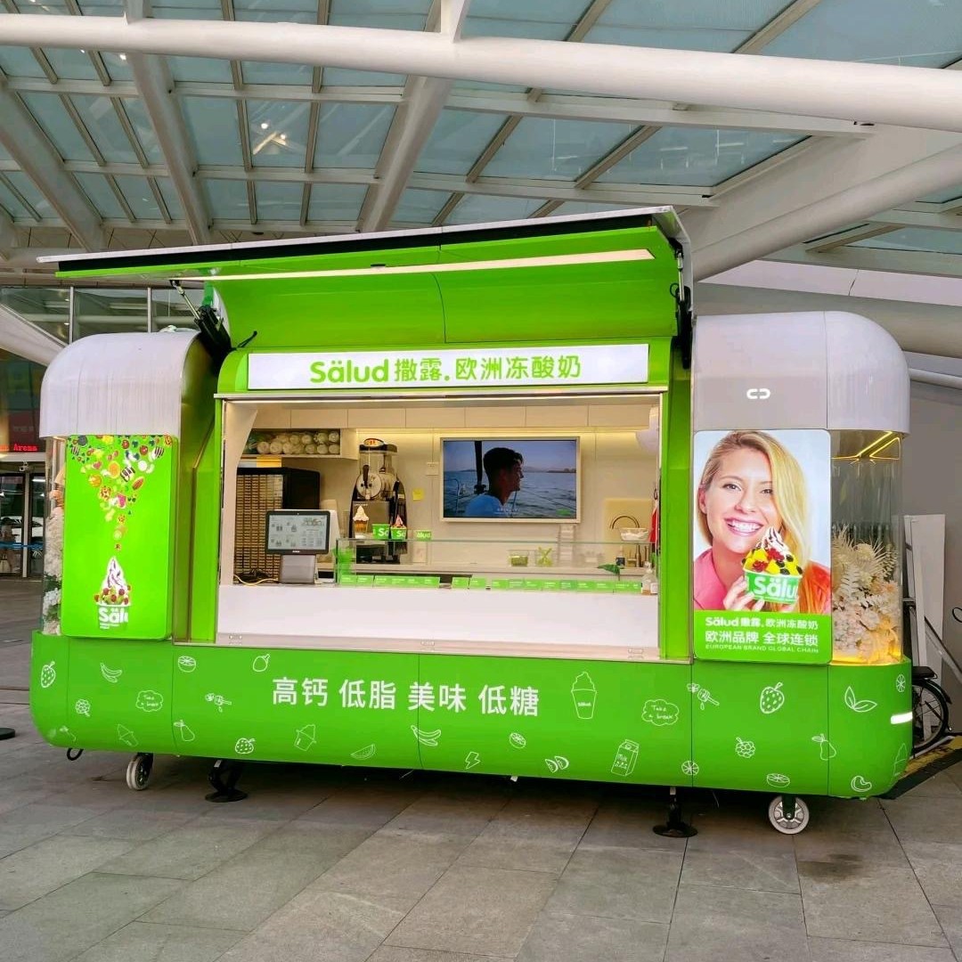 Carro de comedor, punto escénico, popularidad en línea, carro de comedor al aire libre, multifuncional comercial, té de leche, café, venta de snack