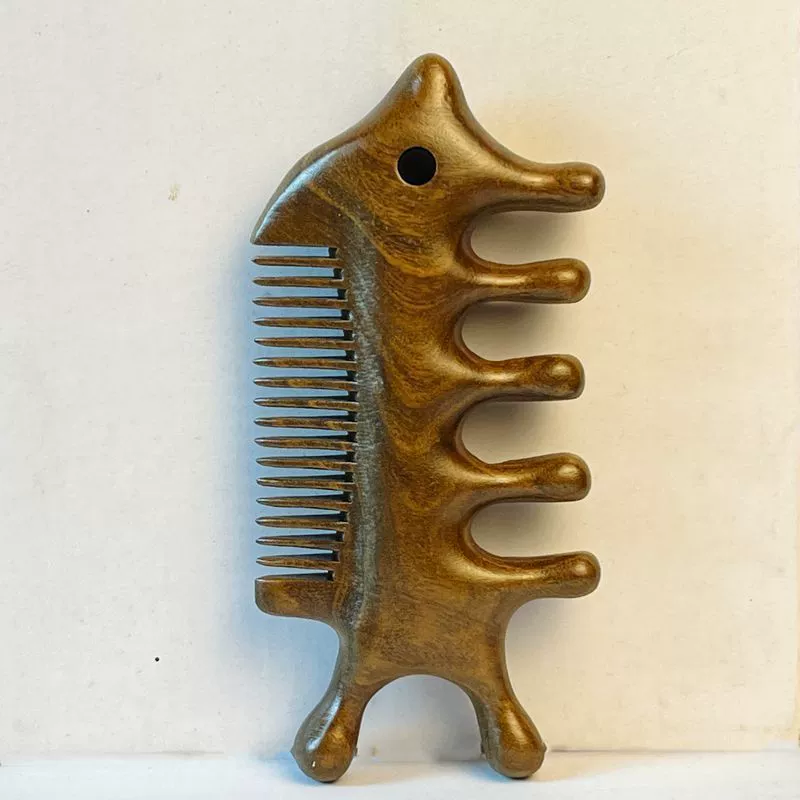 Массажная расческа, портативная расческа-меридиан, расческа из натурального сандалового дерева, массажная расческа для головы, утолщенная расческа с широкими зубьями, золотое сандаловое дерево