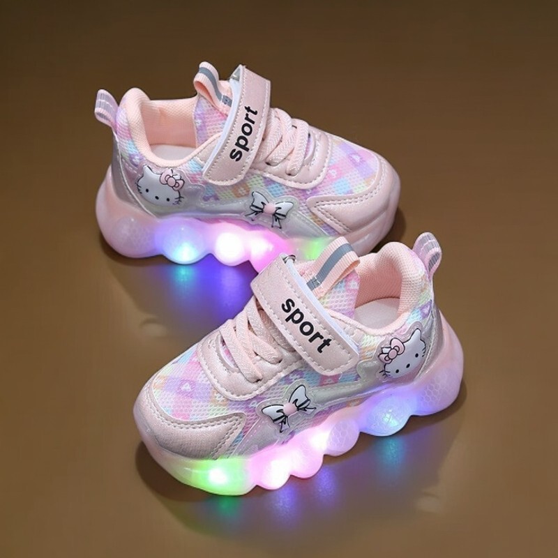 Lighted Baby Girl Shoes Girls Sports Shoes Soft Sole 2025 Spring & Fall New Mesh Hello Kitty Dropshipping Lighted Baby Girl Shoes Girls Sports Shoes Soft Sole 2025 Spring & Fall New Mesh Hello Kitty Dropshipping