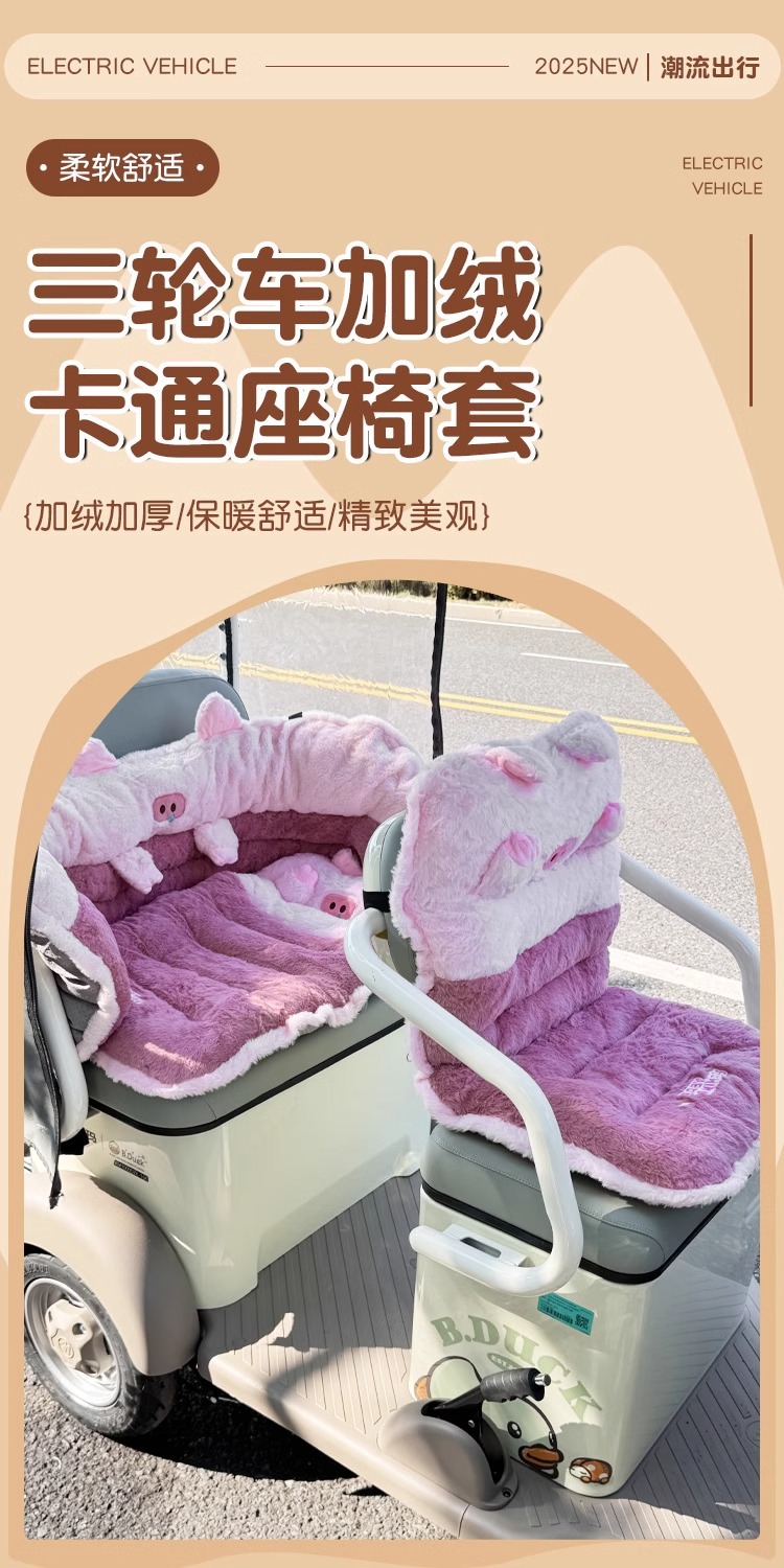 Emma Electric Tricycle Seat Cover Plush Winter Lewei Xingye Xingyu Emma Warm Thickened Battery Car Cushion