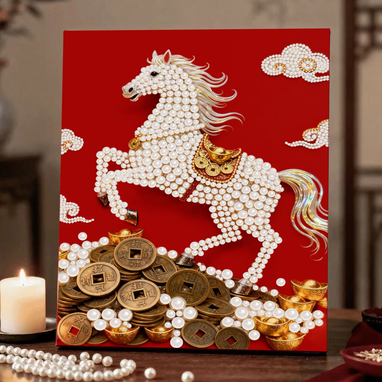 Pearl Painting DIY Handmade Diamond Glue Manufacturer Wholesale Painting Room Hanging Painting Decoration Gift for Friends New Year Self-Adhesive