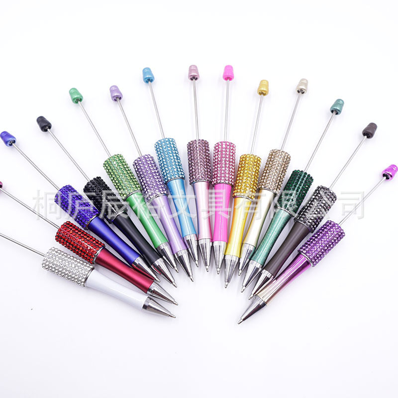 New cross-border creative DIY diamond-encrusted bead pen, high-value trendy crystal diamond rotating ball-point pen