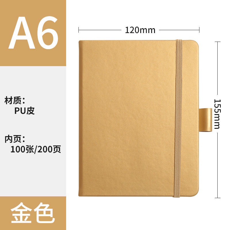 A6 Oro + Correa + bolígrafo elástico