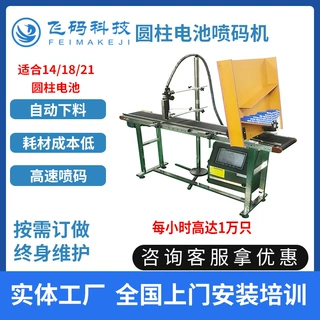 飞码科技电池喷码机高速打码机适合14/18/21圆柱打标全自动喷码机