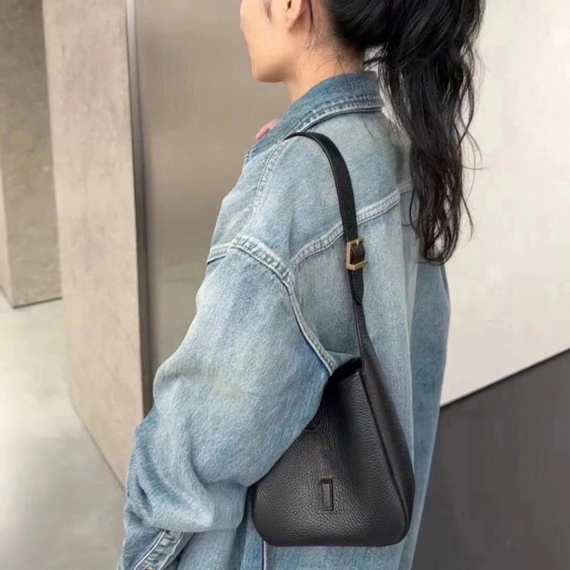 Original Yangshulin Hobo Bucket Bag Large Capacity Genuine Leather LE57 Handbag Small Suede Shoulder Underarm Bag for Women - Thumbnail 3