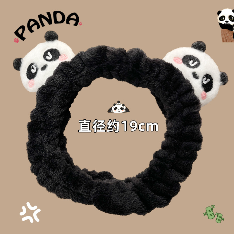 Banda para el cabello panda negro de doble cabeza