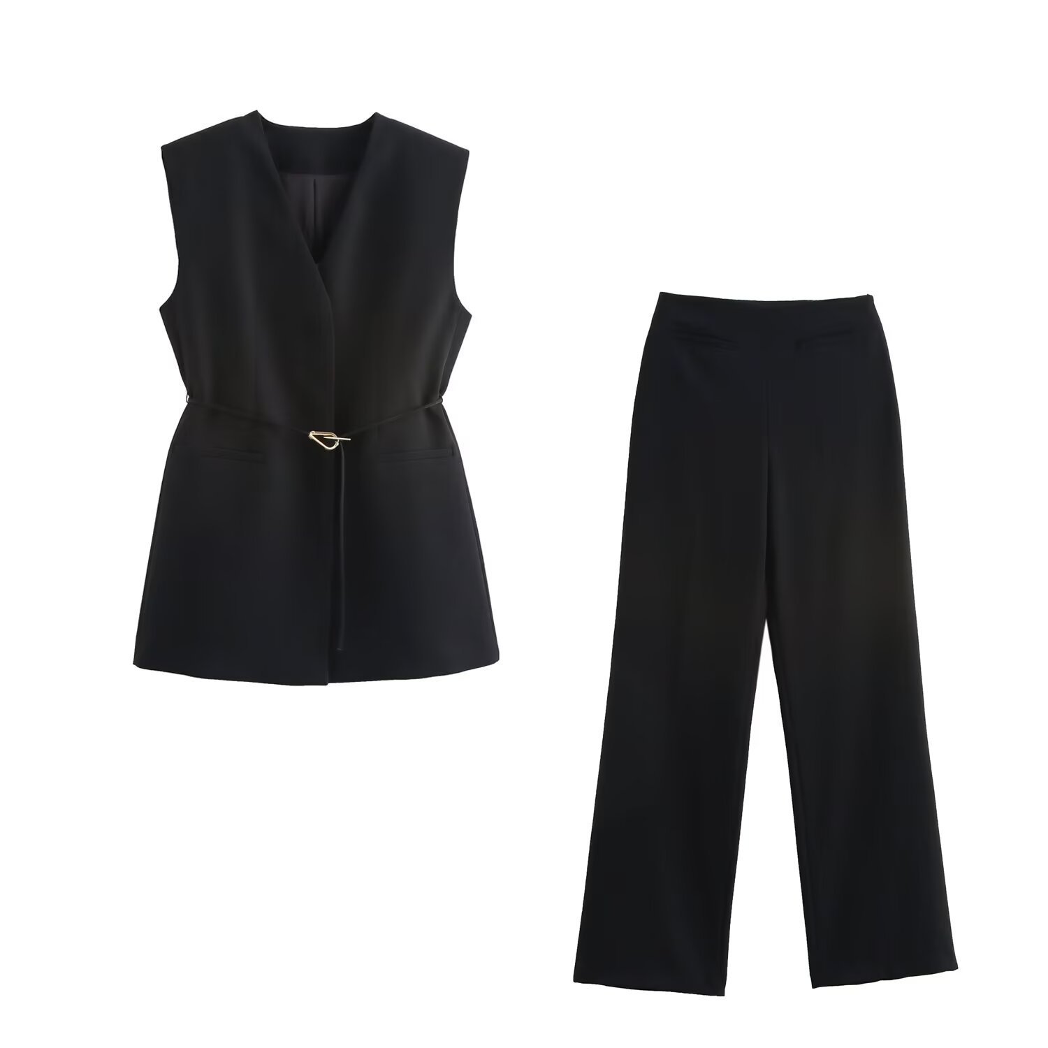 Damen Hierscht/Wanter 2024 Neit Split-Design mat Rimm, Tanktop an Hosen-Set_voghion.com