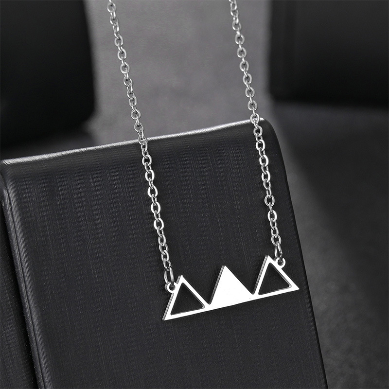 simple hollow triangle niche design stainless steel necklace jewelrypicture5