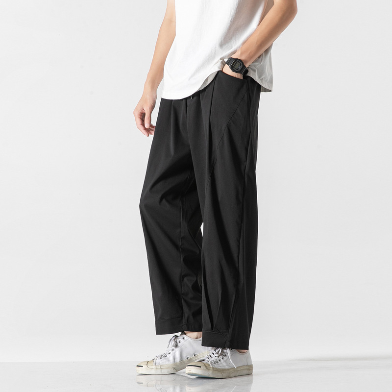 Crock Pants Men's Ice Silk Summer Thin Fashionable Brand Instagram Style Nine-point Straight Loose Casual Long Pants Crock Pants Men's Ice Silk Summer Thin Fashionable Brand Instagram Style Nine-point Straight Loose Casual Long Pants