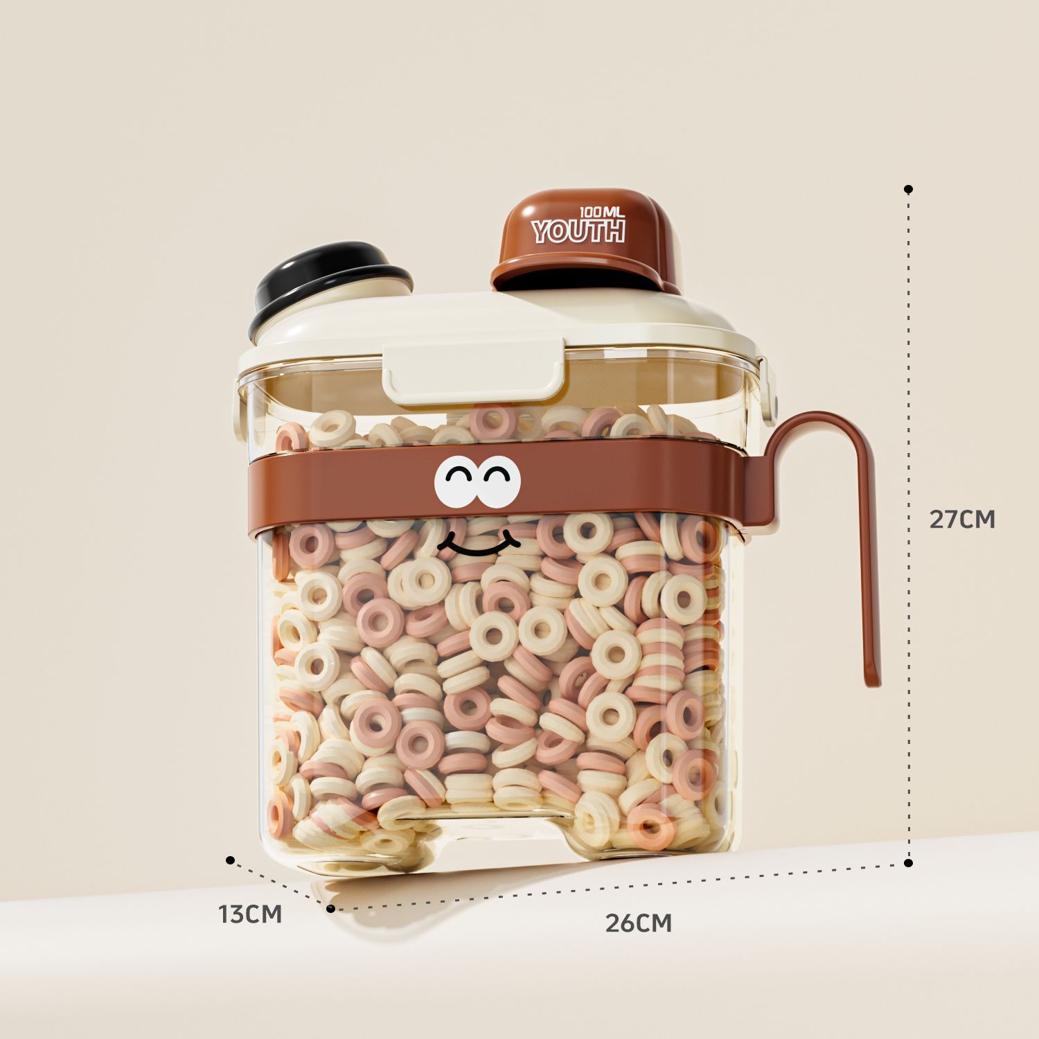 Cartoon pet food storage jar large brown 3600ml