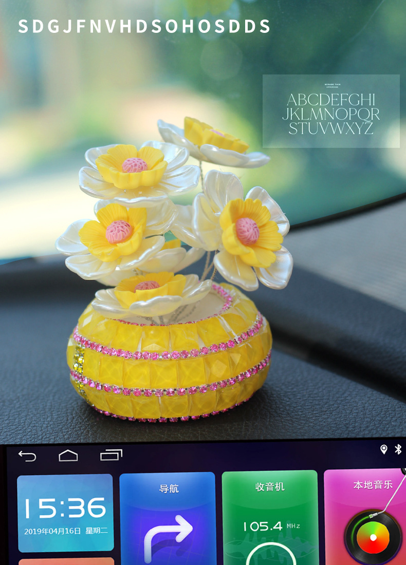 Handmade DIY Flowers for Girls, Cute Car Interior Decoration Car Ornaments, Creative Diamond-Encrusted Small Flower Pots, Central Control Ornaments