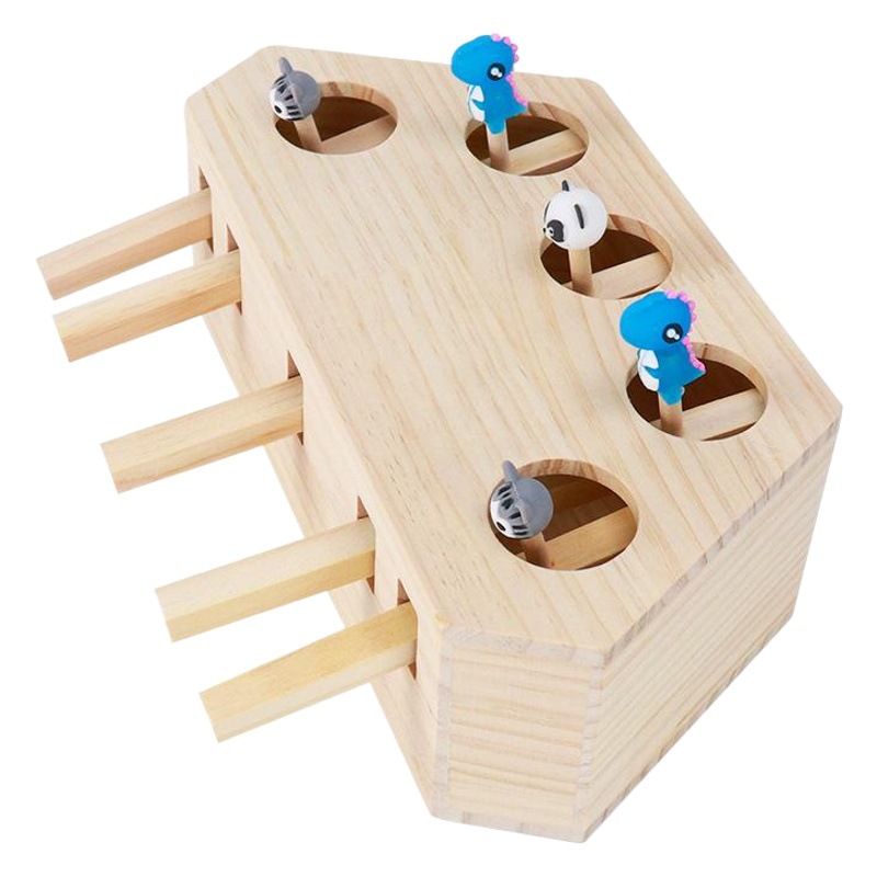 Juguete de Madera Maciza para Gatos Atrapa Topos 3 / 5 Agujeros de Madera Maciza, Educativo, Interactivo, para Gatos