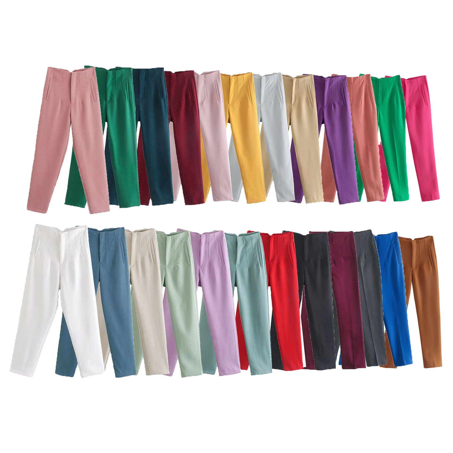 Frauen 2023 Frühjahr Neue 33 Farbe Hohe Taille Hosen Slim Fit Casual Hosen A8YS9385F_voghion.com
