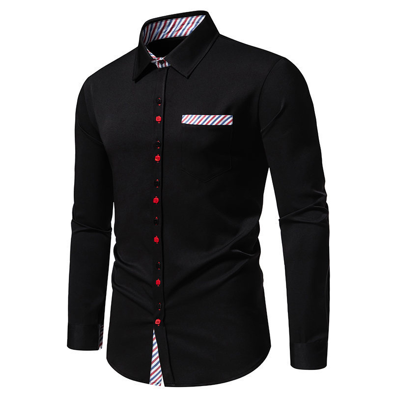 Camicia a maniche lunghe colorata a righe con collo a triangolo alla moda da uomo di nuova taglia europea primavera 2024_voghion.com