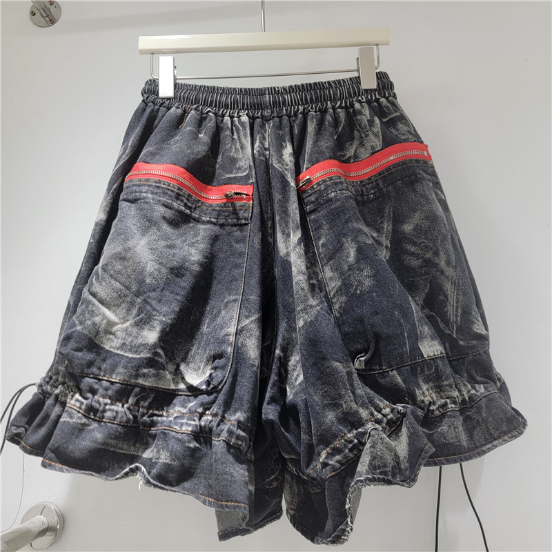 Pantalones Cortos de Mezclilla de Mezclilla y Poliéster, Largo de Cinco Puntos, Cintura Media
