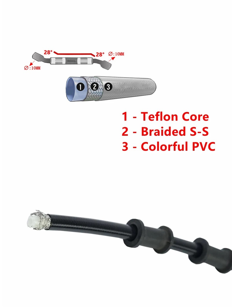 Manufacturers supply 3.2*7.5mm motorcycle disc brake nylon inner core high temperature explosion-proof high pressure brake hose