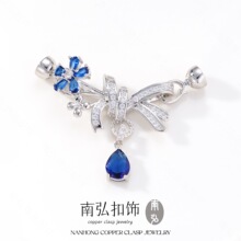 铜镀真金保色镶锆蝴蝶结连接扣奢华高级感手链项链扣DIY饰品配件