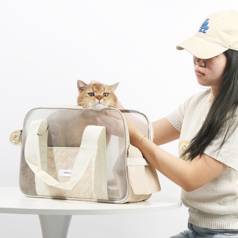 猫バッグ春と夏軽量通気性ペットトラベルバッグポータブルクロスボディ通気性猫バッグ抗ストレス小型犬バッグ|undefined