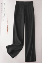 亚麻直筒裤女2025新款休闲裤夏季窄版阔腿裤显瘦百搭女裤棉麻裤子