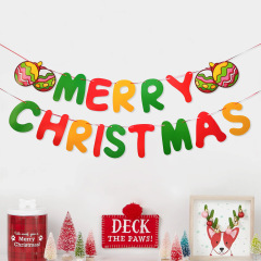国境を越えたクリスマスのテーマクリスマスのベル赤緑の文字が旗を引いたクリスマスのバナーが花を引っ張るパーティーの装飾