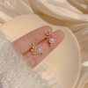 South Korean goods, earrings, retro long silver needle with tassels from pearl, french style, silver 925 sample, wholesale