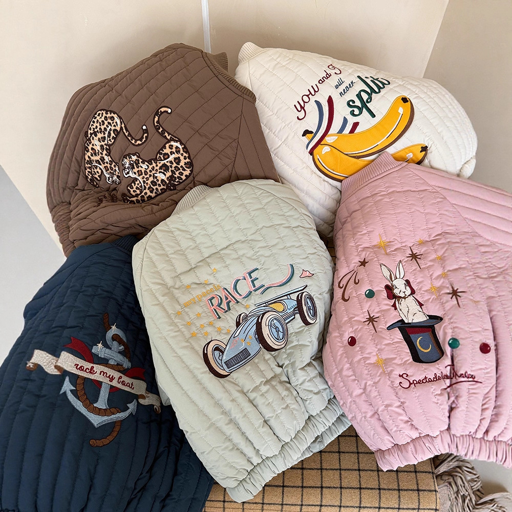 ks同款刺绣卡通棉衣2025冬款夹棉加厚兔毛内里长袖夹克外套