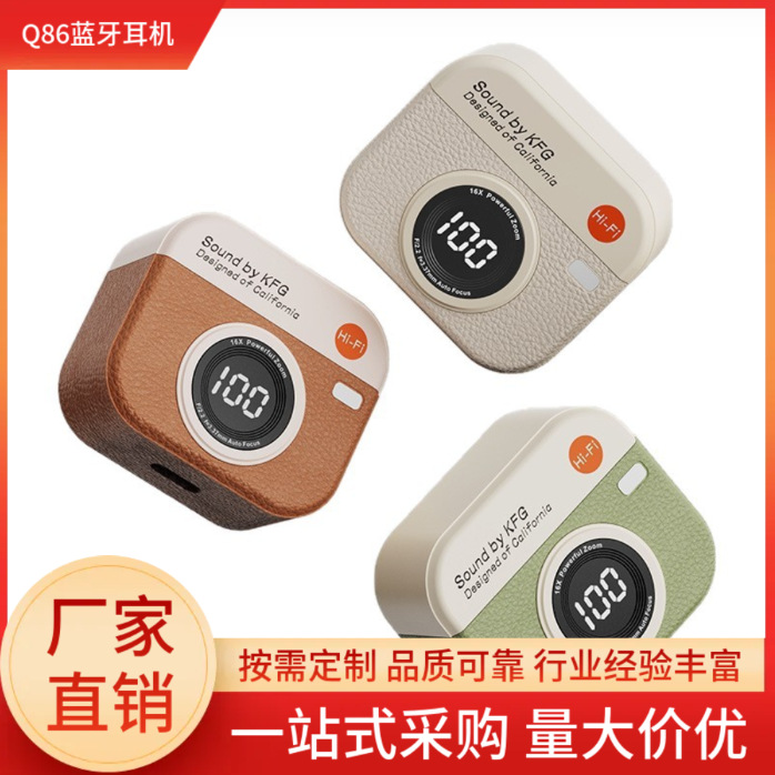 Cross-Border Popular Q86 Wireless Bluetooth Headset, Ultra-Long Battery Life, In-Ear Mini Retro Camera, High-Quality Headset