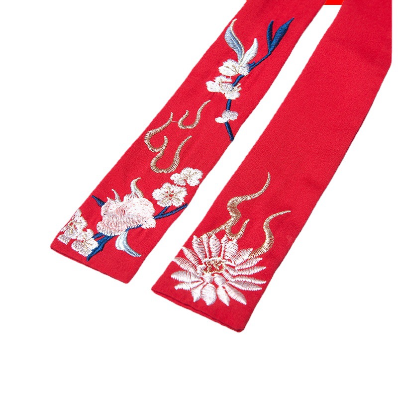 绣花蝴蝶结发带 电脑刺绣汉服服饰古风绣花成品裁片绣花汉服发带