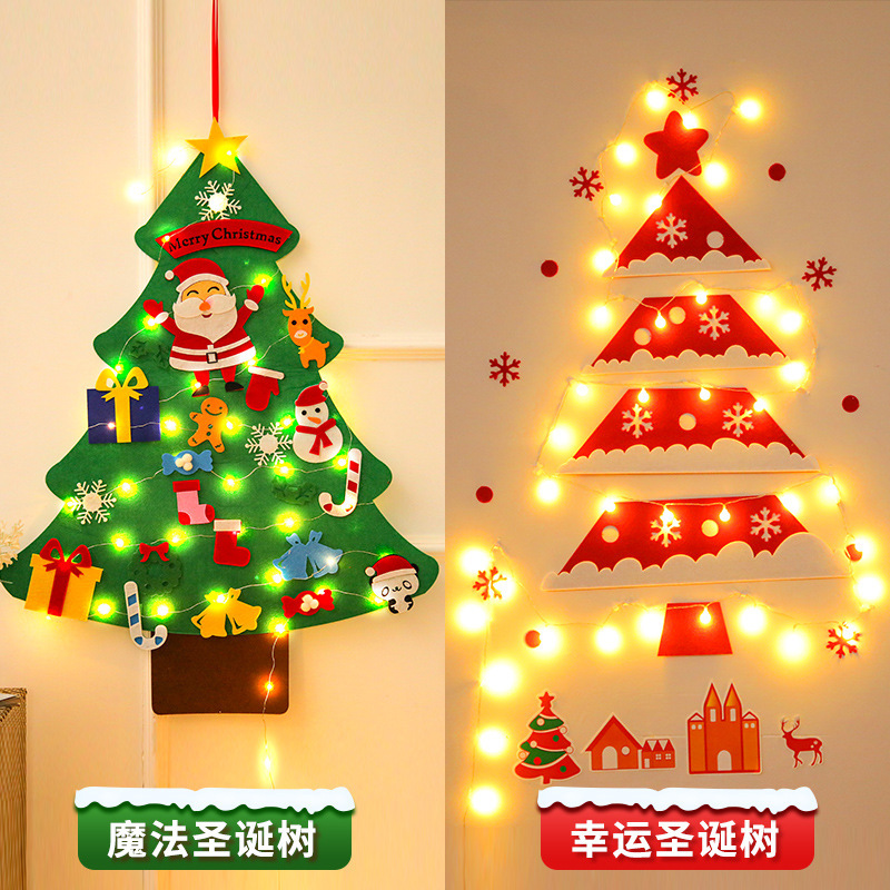 Nuevo árbol de navidad de fieltro transfronterizo para niños bricolaje pegar juguete de Navidad hecho a mano creativo colgante de árbol de navidad