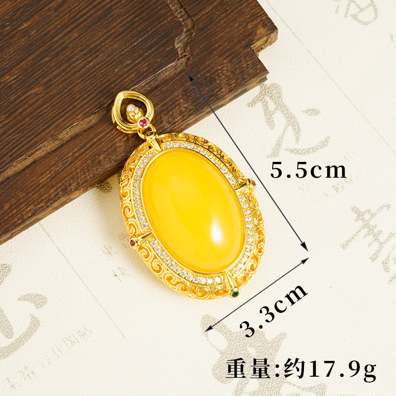 Vietnam Sha Jin retro estilo chino versátil imitación jade colgante flor tallada joyas de estilo de corte fuente transfronteriza al por mayor