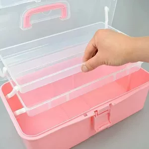 Трехслойная складская коробка для хранения Guka Hand, кнопка складывания, Hot Paint Camp Box, Pink Art Box, Deer Stand