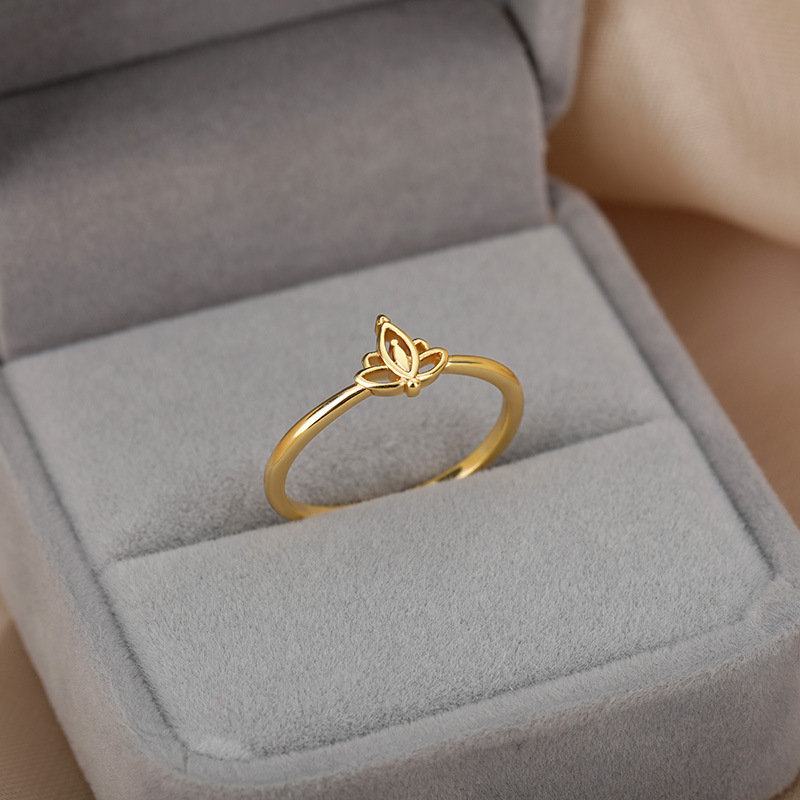 Gold Hollow Lotus Ring