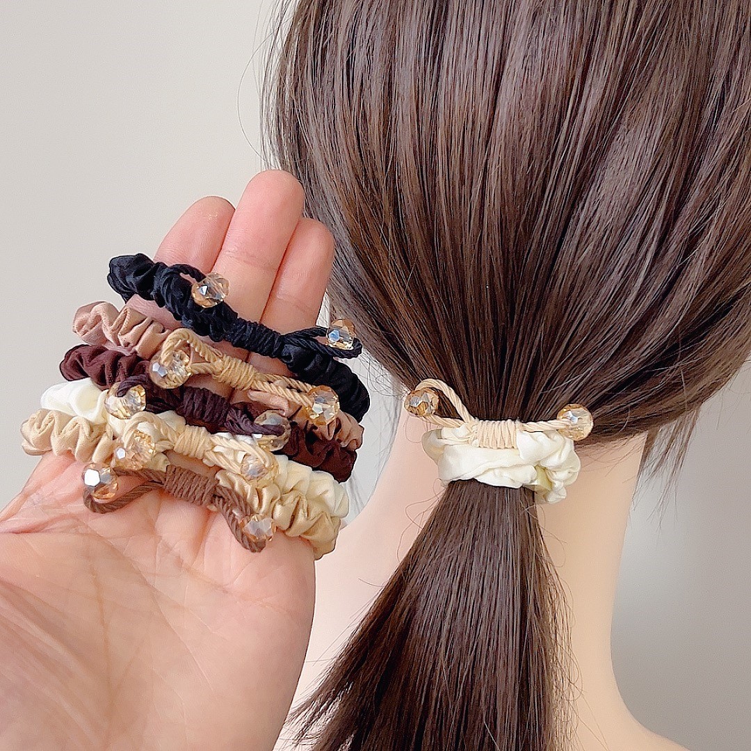 Korean Style Small Crystal Hair Scrunchie For Women Elastic Band_voghion.com