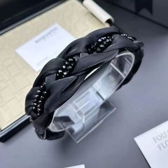 編織水晶簡約百搭高級感發卡發箍女2024網紅新款高顱頂復古發箍