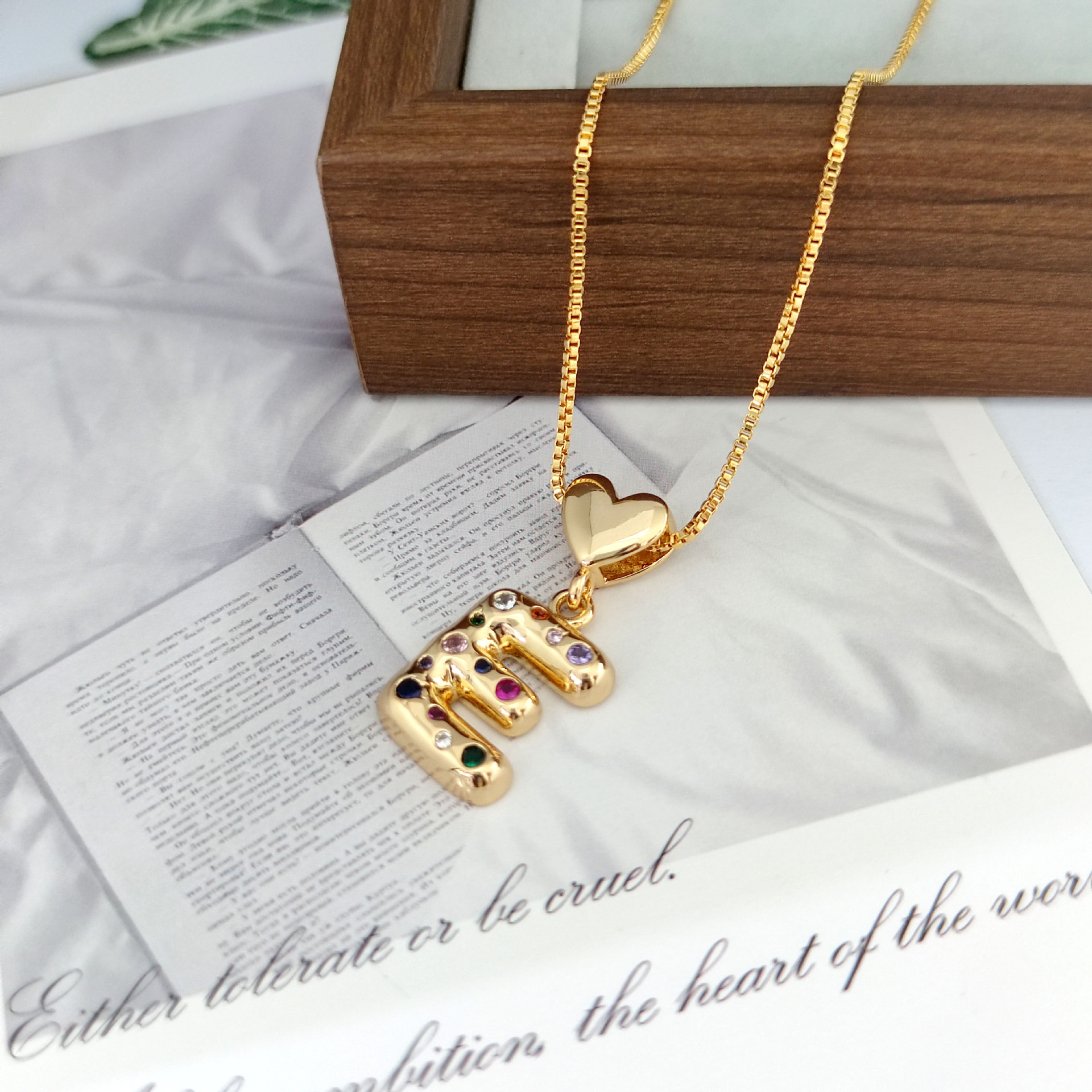12g Weight Copper Pendant Material Zircon Inlay Material Pendant Necklace Classification Copper Chain Material 1 Piece Quantity Holiday, Daily Occasion Copper Material Letter, Heart Shape Pattern Women's Gender Inlay Design Simple Style Style Copper Inlay Letter Heart Shape Zircon Pendant Necklace 8