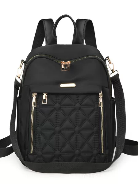 New Korean-style versatile women’s backpack, large capacity, water-resistant, travel backpack, diamond-patterned embroidered design