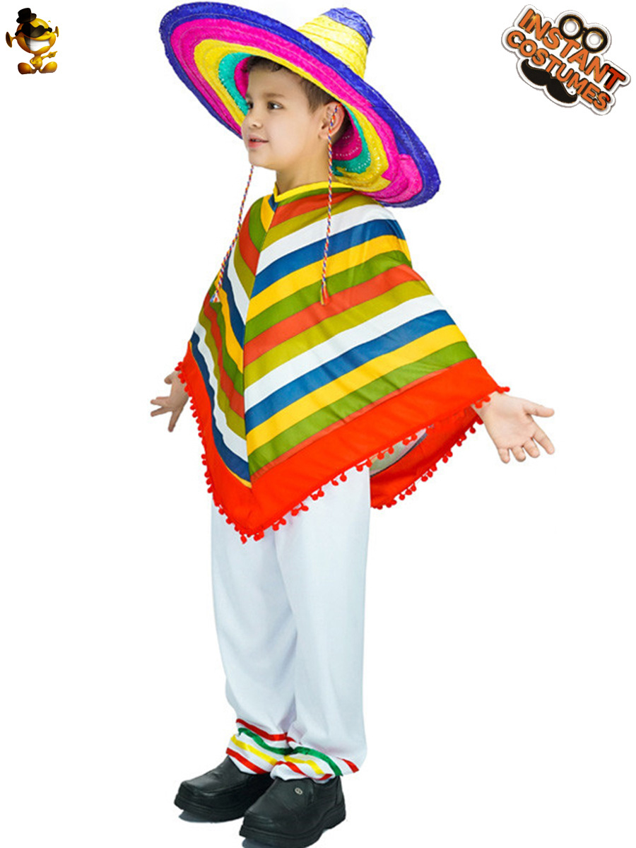 Halloween niño niños mexicano color manto estilo étnico mexicano traje del funcionamiento de los niños image 4