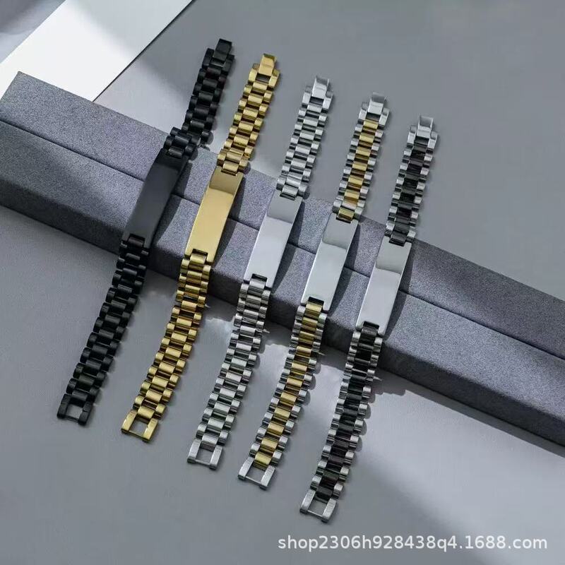 Cross-Border European and American Personalized Men's Watch Chain Stainless Steel Material Can Be Engraved and Adjustable Watch Chain Accessories